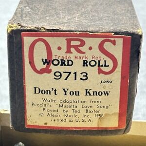 QRS Word Roll 9713 "Don't You Know" Player Piano Ted Baxter Copyright 1958